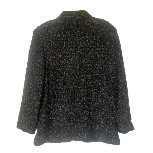 Sag Harbor Tweed Front Zip Jacket Blazer Coat Womens 14 Black Pockets - Picture 2 of 9